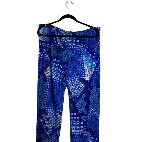 Chico's Polyester/Spandex Wide leg Blue Print Pajama Pants in Size 3 (XL/16) - Picture 7 of 8